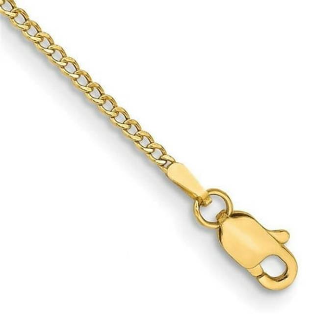 14K Yellow Gold 1.85 mm Semi-Solid Curb Chain 7 in. Bracelet