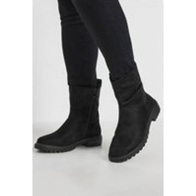 Black Faux Suede Slouch Boots In Extra Wide eee Fit - 8EEE