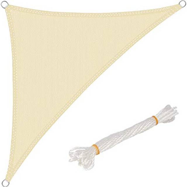 WOLTU Solskyddssegel, andningsbart HDPE-solskydd, markis, baldakin för utomhus, trädgård, uteplats, gård, fest, UV-block – triangel, 2,5 x 2,5 x 3,5 m, kräm