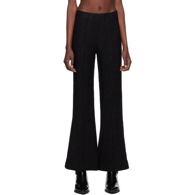GANNI Black Stretch Flared Trousers - 099 Black - DK 38