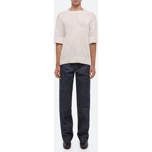 Cream Crushed Merino Wool Blend T-Shirt (L)