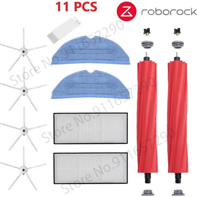(White 11pcs) Roborock S7 S70 S75 S7Max s7MaxV T7S Plus Main Brush Hepa Filter Mops