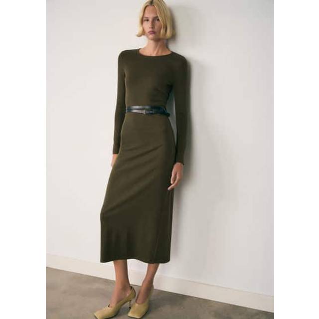 Mango Basila Midi Dress, Khaki