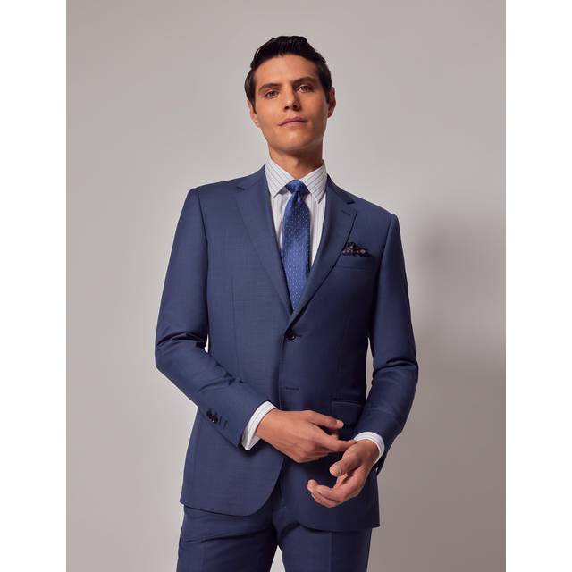 Hawes & Curtis Slim Fit Mid Blue Sharkskin Suit Jacket Size: 48 reg (EU 58)