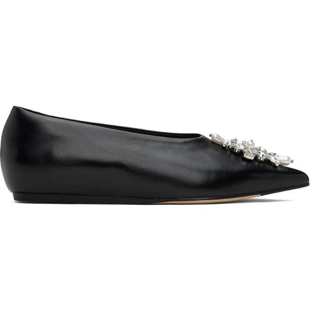 Simone Rocha Black Embellished Pointed Toe Ballerina Flats - Black/Pearl/Clear - IT 41