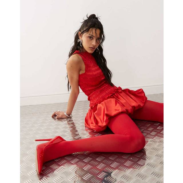 Claudia Red Satin Ultra Mini Puffball Skirt