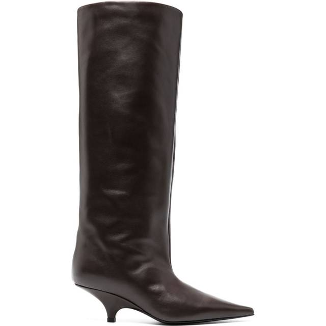 TOTEME - 55mm The Wedge-Heel boots - women - Calf Leather/Sheepskin/Calf Leather - 35 - Brown