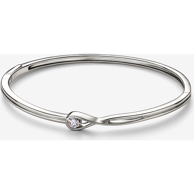 Pandora Infinite 14k White Gold Lab-grown Diamond Bangle - 14k white gold / Lab-grown diamond - Sz. 16,00 cm - Clear
