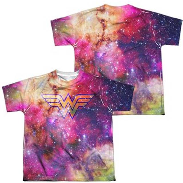 Trevco Sportswear JLA511FB-YTPP-4 JLA Wonder Galaxy Front & Back Print Youth Short Sleeve T-Shirt, White - Extra Large