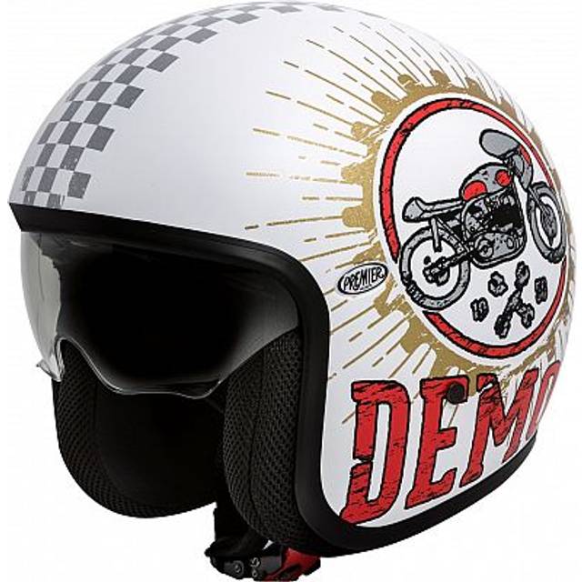Premier Vintage Speed Demon, open face helmet , color: Matt White/Gold/Red , size: XS