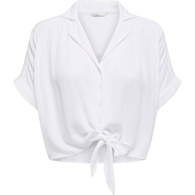 ONLY Onlpaula Life S/S Tie Shirt Wvn Noos |Vit |XS