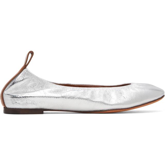 Laminated Leather Ballerina Flats - Silver (35 - 38)