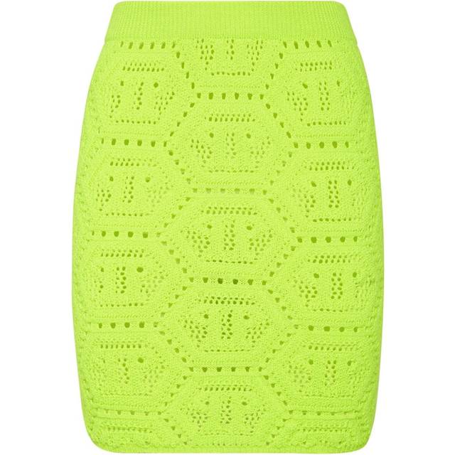Philipp Plein - monogram-knit mini skirt - women - Wool/Acrylic - S - Yellow