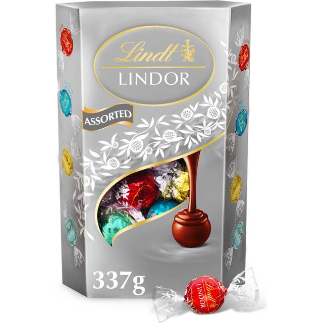 Lindor Silver Assorted ChocolateTruffles Box Large - Approx 26 balls, 337g - Chocolate Truffles with a Smooth Melting Filling - Gift Present -
