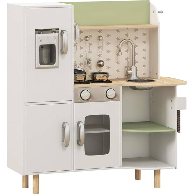 Aiyaplay Toy Kitchen Playset With Phone, Ice Maker, Stove, Sink - White, White
