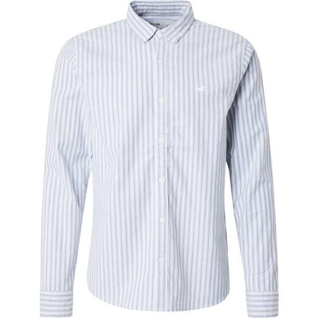 Hollister – Core – Mellanblå och vit, randig oxfordskjorta