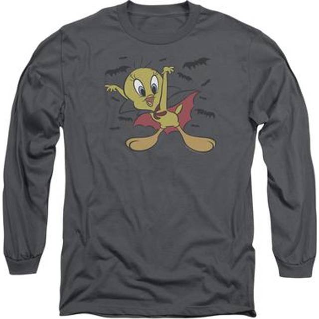 Trevco Sportswear LT163-AL-4 Looney Tunes Vampire Tweety Adult Long Sleeve T-Shirt, Charcoal - Extra Large