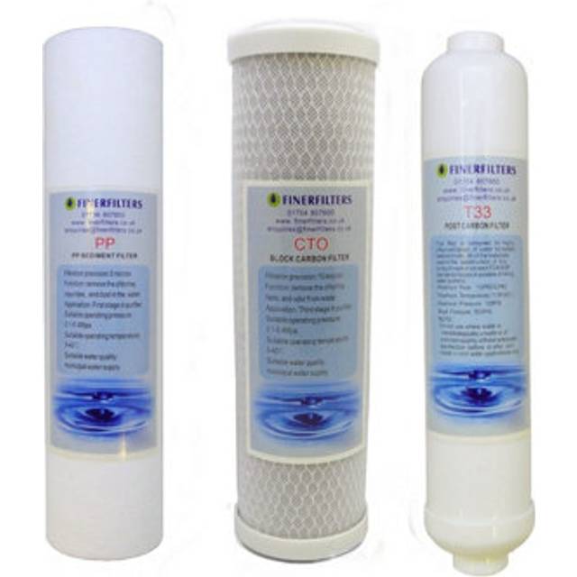 "4 Stage Domestic Reverse Osmosis 10"" Drop In Replacement Filter Pack (PP, CTO, T33) by Finerfilters"