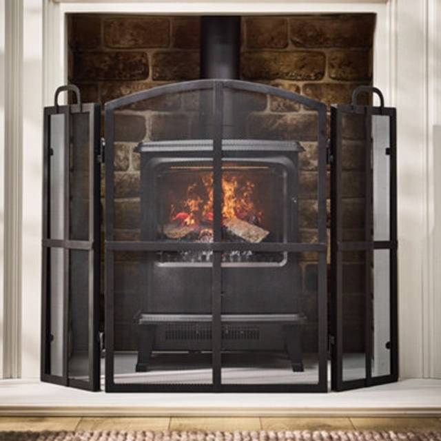Vintage Style Blacksmith 3-Fold Window Fireplace Guard Fire Screen Guard H71cm x W102cm - One Size