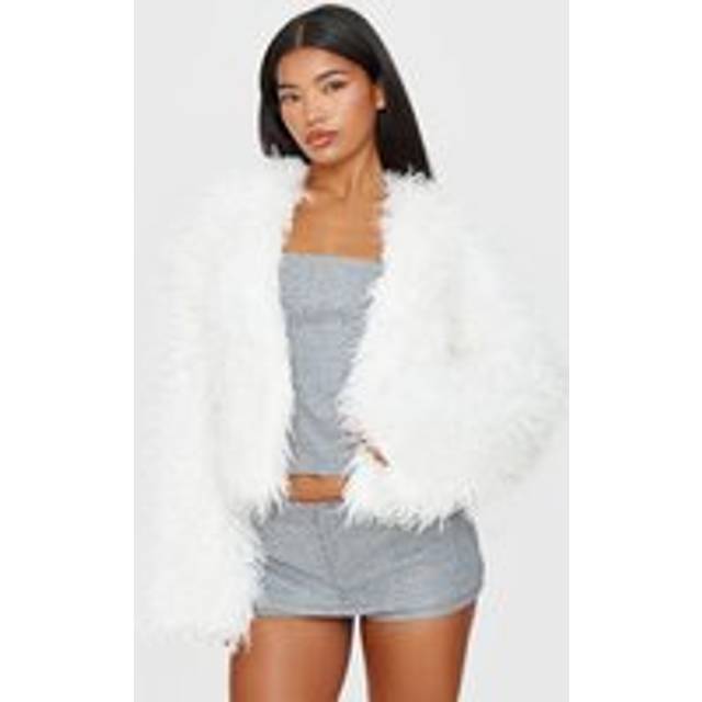 Cream Faux Fur Cropped Coat - 14