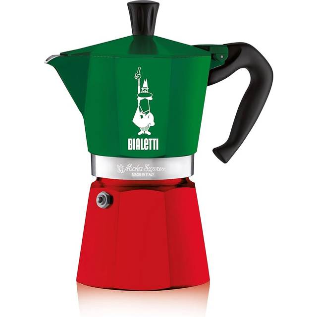 Bialetti – Moka Express Italia Collection: Klassisk Espressobryggare För Spishäll, Kokar Äkta Italienskt Kaffe, Kaffebryggare För Moka 6 Koppar (270 Ml) Av Aluminium, Röd, Grön, Silver