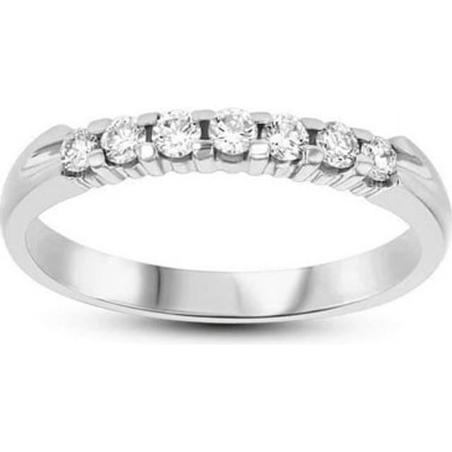 0.25 CTTW 7 Stone Round Diamonds Shared Prong Anniversary or Wedding Band 14K Gold Bridal Ring H-J SI - Size 5