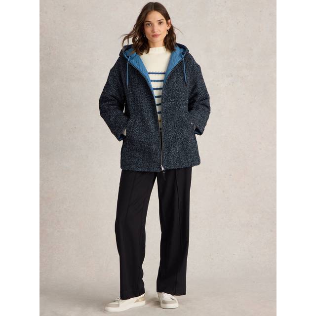 White Stuff Mariella Reversible Quilted Coat, Blue/Multi