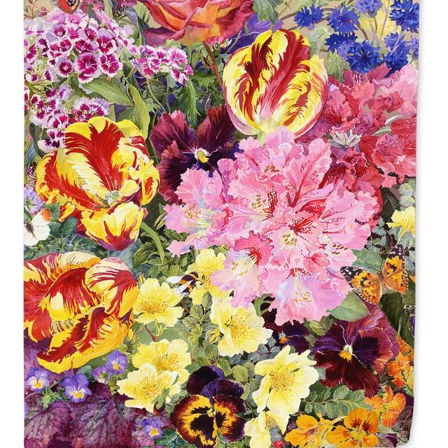 Caroline's Treasures SASE0953CHF Summer Floral by Anne Searle Canvas House Flag  Large  Multicolor