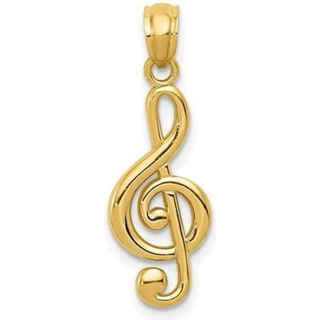 14K Yellow Gold Polished Treble Clef Pendant