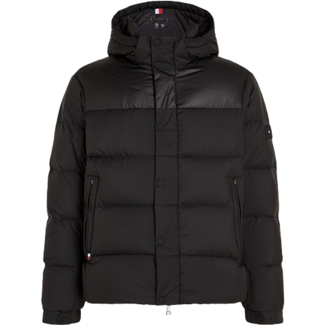 Tommy Hilfiger herr MIX DOWN HOODED PUFFER JACKA MW0MW36569, pufferjacka, svart, XXXL, svart (svart), 3XL stor