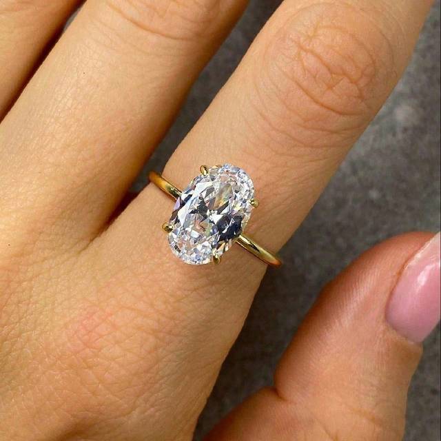 SHEIN 1PC 5ct Sparkle Oval Engagement Ring Wedding Band For Women Promise Ring Eternity Ring Fine Jewelry Gift