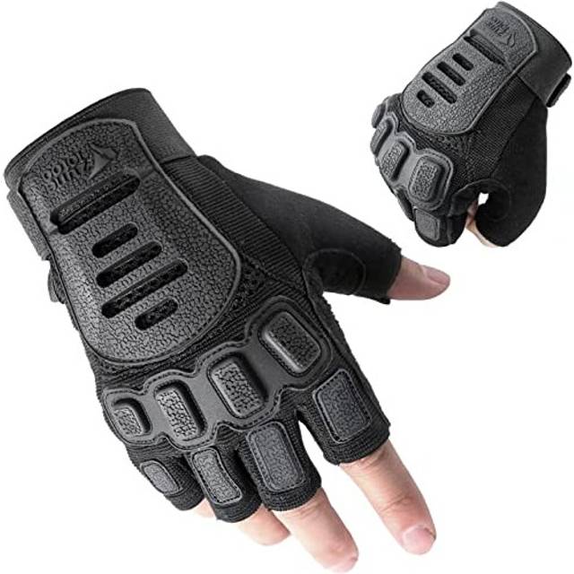 Fingerless Motorcycle Gloves for Men and Women, Touchscreen Motorbike Black Gloves, Non-Slip Palm Padded MTB ATV BMX Gloves, for Cycling, Riding, Road
