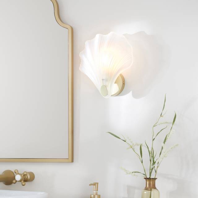 Shell Coastal Bathroom Wall Light - Gold