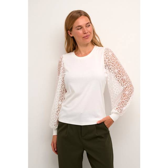KAFFE Becca Lace Top, Chalk
