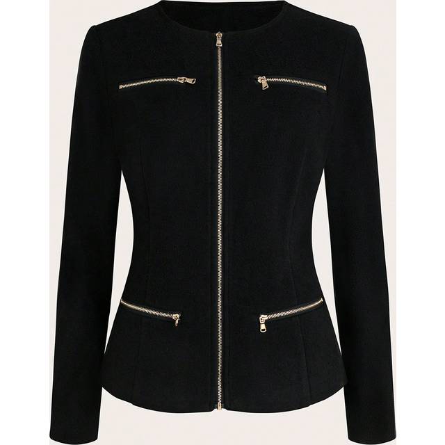 Seasty Women&#39;s Minimalist Zipper Waist Long Sleeve Jacket