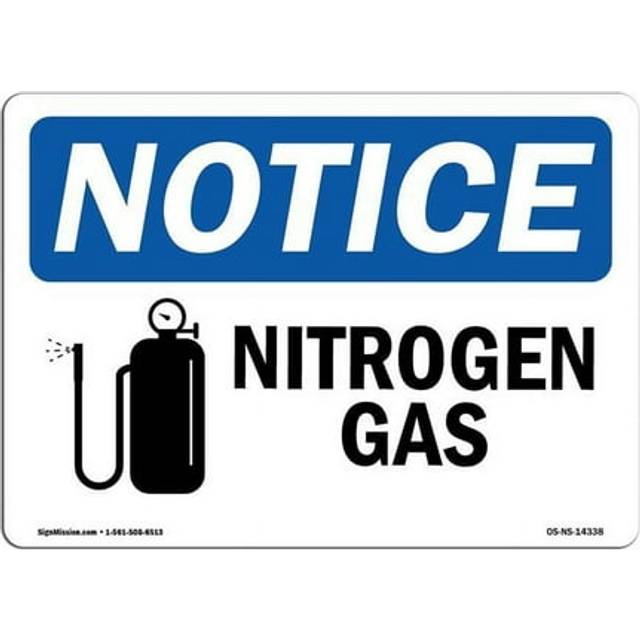SignMission OS-NS-A-1014-L-14338 10 x 14 in. OSHA Notice Sign - Nitrogen Gas