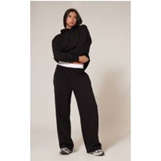 Black Premium Thin Waistband Straight Leg Sweat Joggers, Black - M