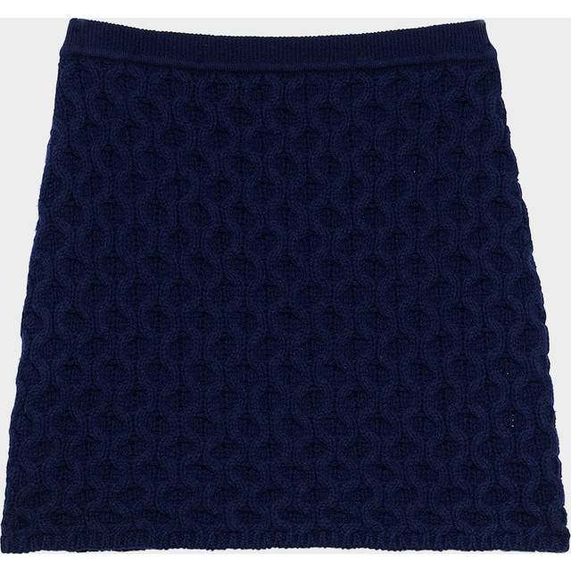 Cable-Knit Felted Wool-Cashmere Mini Skirt - DK DENIM - Large