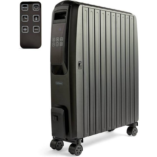 Vonhaus Oil Filled Radiator Closed Fin, Electric Radiator With Remote Control, 2.5Kw Oil Heater For Home, Office & More - One Size
