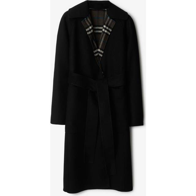 Burberry Reversible Wool Wrap Coat, 11/7 Update Title And Tab 1 - Black - 02