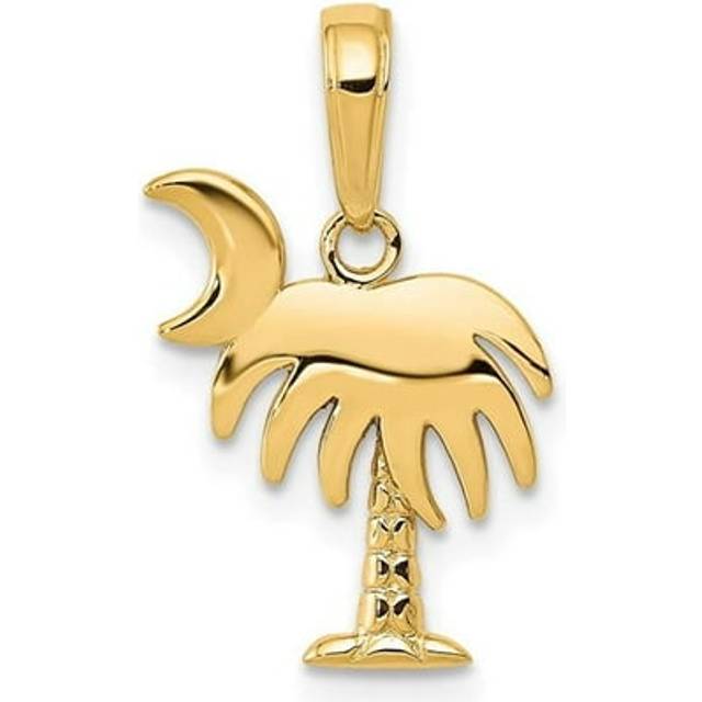 14K Yellow Gold Charleston Palm Tree with Moon Pendant