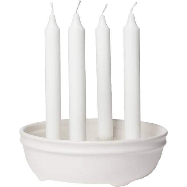 Ernst Lysestage 6x22 Cm White Glaze Fyrfadsstage