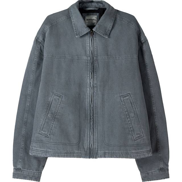 Bershka – Gråtvättad jacka i denim med boxig passform-Grå/a