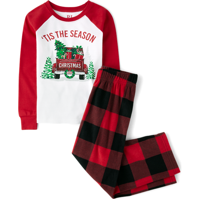 The Children's Place Baby Kids 2 Piece Family Matching  Holiday Pajama Sets  Fleece  Red 'Tis The Season