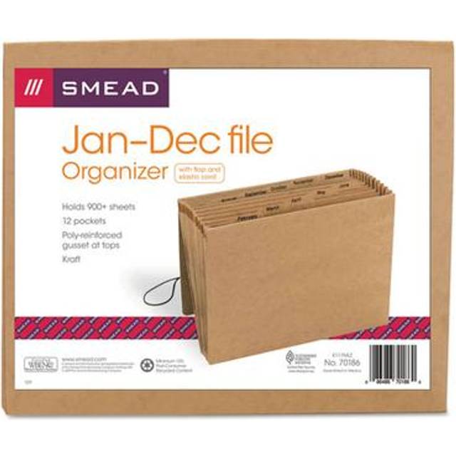 Smead Manufacturing Company SMD70186 Expanding Files w-Flap- 12in.x10in.- Letter- Jan-Dec- Kraft