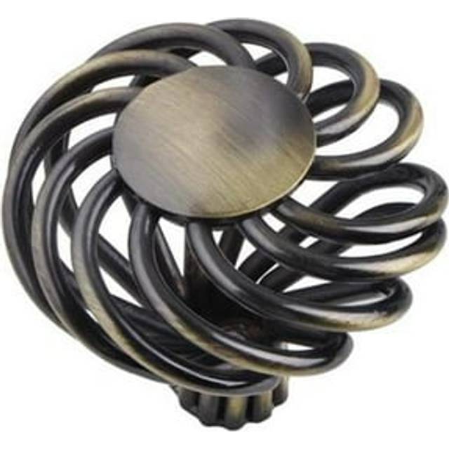 2 Sizes Aire Round Swirl Knob, Antique Brass or Brushed Nickel