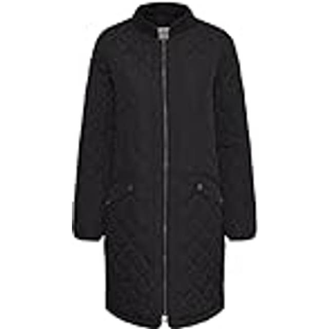 Cream, Winter Jackets, female, Black, S, Quilted Jacket with Ribbed Trim
