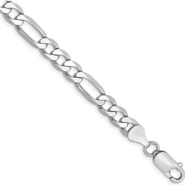 14K White Gold 6 mm Flat Figaro Chain 8 in. Bracelet