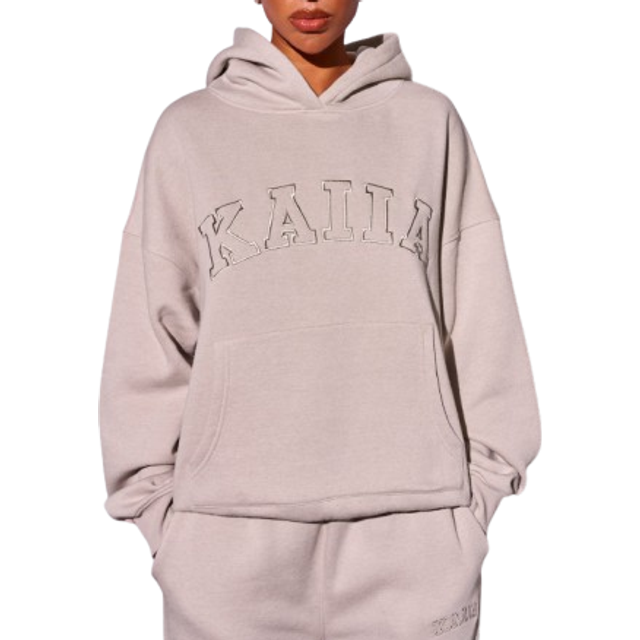 Kaiia Slogan Oversized Hoodie Sand - sand