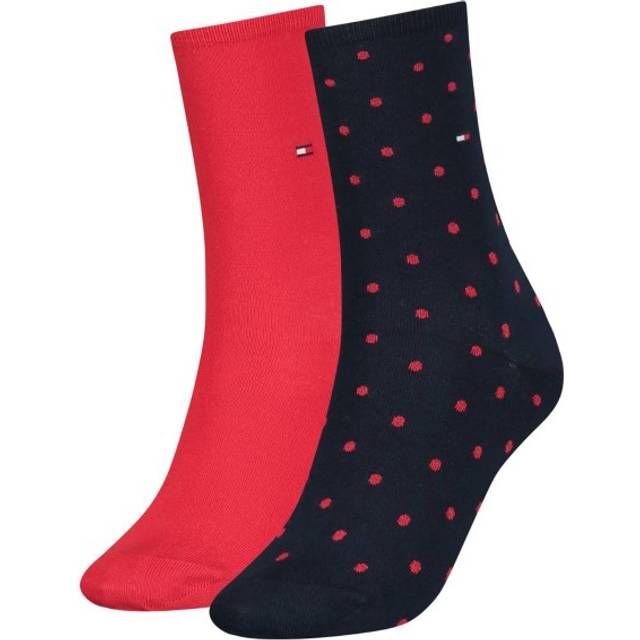 Tommy Hilfiger 2-pack Women Dot Sock D1 - Red Pattern-2 - Strl 35/38
